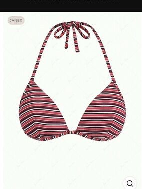 Janex Red Striped Halter Bikini Top